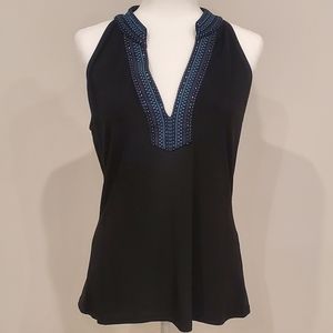 White House Black Market Black Embellished  Top